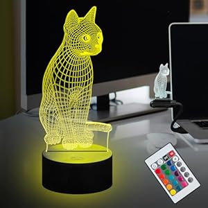 Veilleuse LED Chat Mignon 3D RGB 16 Couleurs