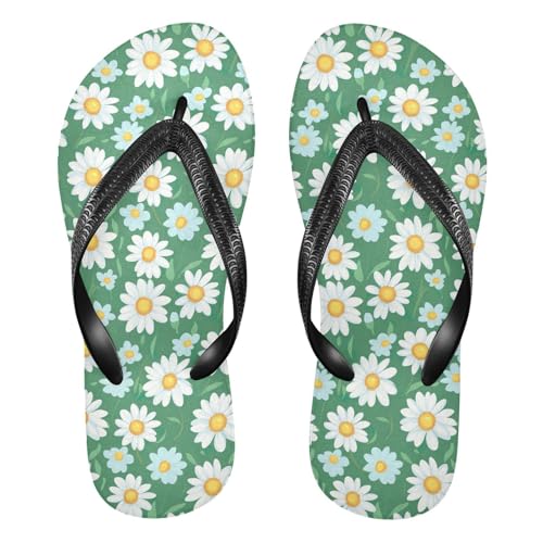 White Daisy Flowers Flip Flop Beach Summer Casual Sandal for Women & Men Shower Shoes 20858586