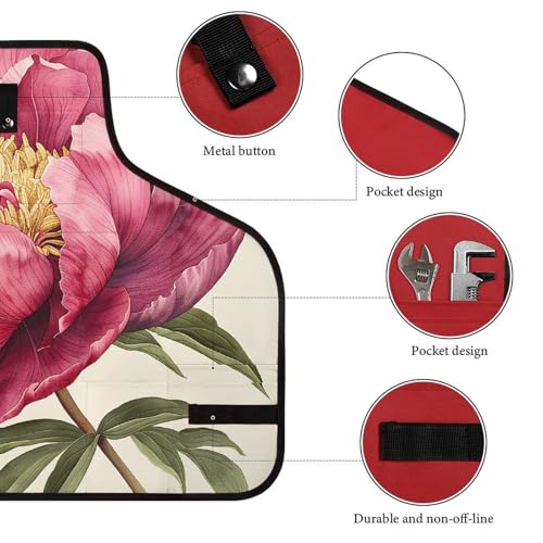 Delantal entero con bolsillos Flower Peony Dark Peach miniatura 3