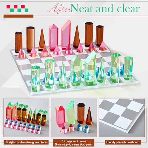 Set de Ajedrez Acrílico Rainbow Crystal Moderno miniatura 6