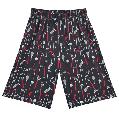 ALAZA Red Golf Glory Pajama Shorts Elastic Waist Casual Sleep Shorts with Pockets Size 6-14