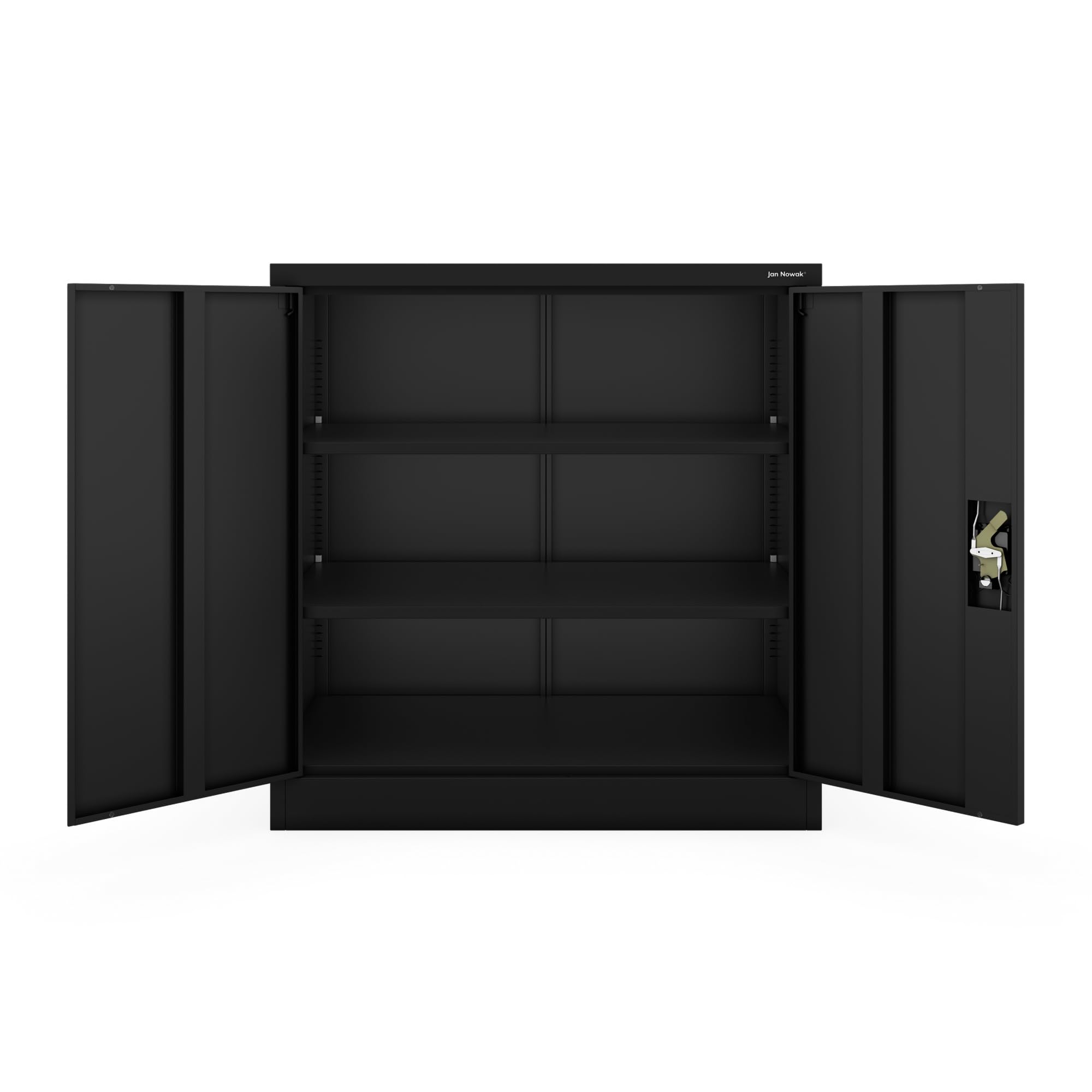 Jan Nowak Metallschrank abschließbar Büroschrank Werkstattschrank Dokumentenschrank Ordnerschrank kompakt aus Stahl 93 x 90 x 60 cm mit verstellbaren Regalböden, Aktenschrank