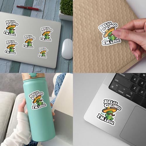 Image of 3Pcs Relax Gringo Im Legal Sticker, Relax Gringo I'm Legal Sticker for Car, Relax Gringo Calcomanias De Mexico Funny Immigrant Calcomanias Mexico Mexican Cactus Stickers for Truck Car Helmet (N1)