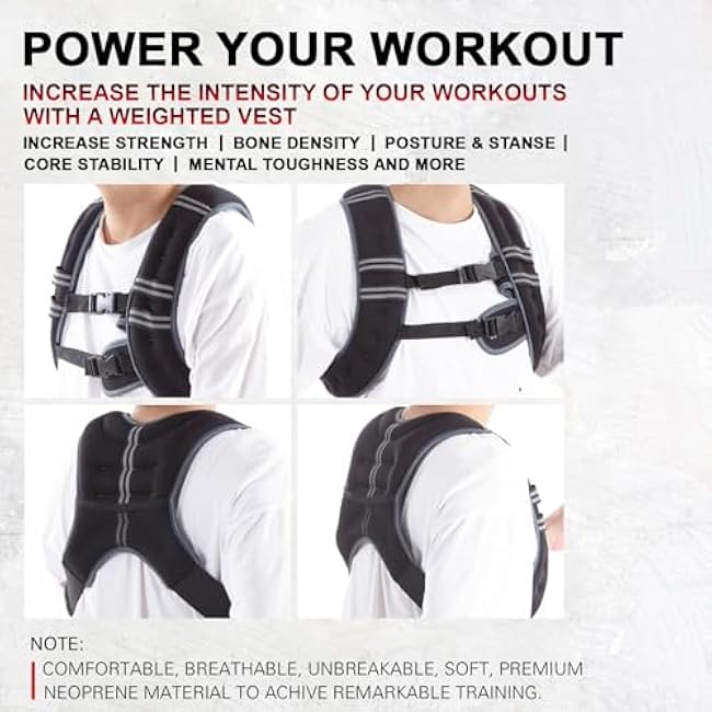 Weighted Vest for Women Men and Kids 6lb/12lb with Reflective Stripe and Double Adjustable Buckle Straps Weight Vests for Workout, Strength Training, Running, Cardio, Weight Loss, Walking