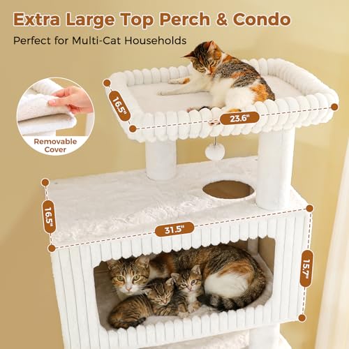 Image of XXL Heavy Duty Cat Tree, 84 inch Cat Tower for Indoor Cats Large Adult | XXL Cat Tower with 13 Thick Scratching Posts (φ4.3 inch), Large Perch, Spacious Condo & Big Hammock - for Maine Coon up to 20 lbs