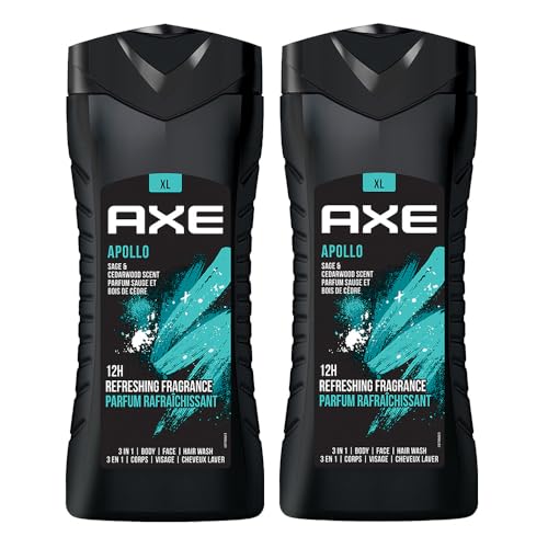 Image of AXE Apollo 3-in-1 Body, Face & Hair Wash | Fresh Sage & Cedarwood Scent | 12H Refreshing Fragrance | Combo of 2| 400 ml Each