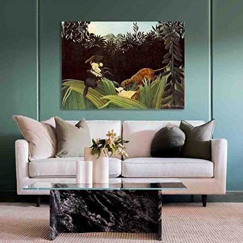 "Scout aangevallen door een tijger" door Henri Rousseau Schilderij Canvasafdrukken Voor Muur Foto's Thuis Woonkamer Decoratie Moderne Keuken Muurkunst voor Slaapkamer (70x100cm, niet ingelijst) - Image 4