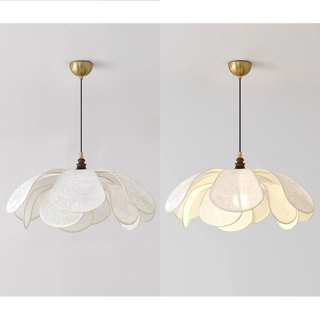 WABI-Sabi E27 nowoczesna lampa wisząca sufitowa z tkaniny w stylu retro, kwiatowa lampa wisząca, lampa do sypialni, restauracji, salonu, kuchni,