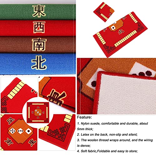 Mahjong Tablecloth, Mahjong Table Cover Square Table Cloth Board Pad Anti-Slip Table Top Mat Universal For Paigow Poker Dominos Card Game Toy Mat Board Table Cover,Grün B,7878Cm #TOP4