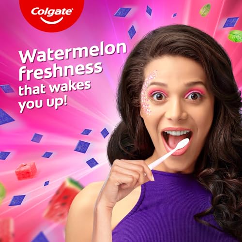 Image of Colgate MaxFresh Watermelon Blast Gel Toothpaste, with Cooling Crystals, Watermelon Flavour, and Ultrafreeze Technology for Intense Freshness, 100g