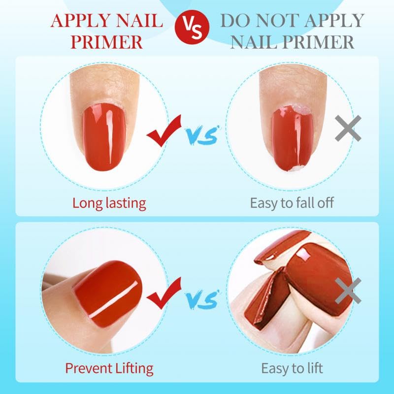 Born Pretty Base e top coat semipermanente e primer per unghie | Set di top coat semipermanente per unghie lucido senza necessità di pulizia, base gel e primer per unghie