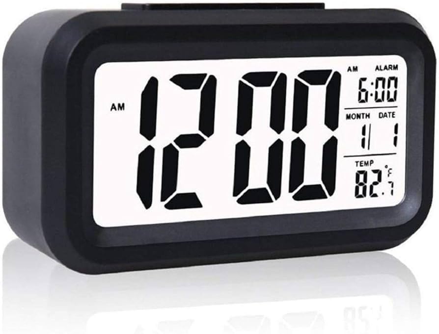Choice First Digital Alarm Clock, Date, Temperature, Backlight LCD Display Smart Clock with 3 Alarms Bedroom Table Desk (Black)