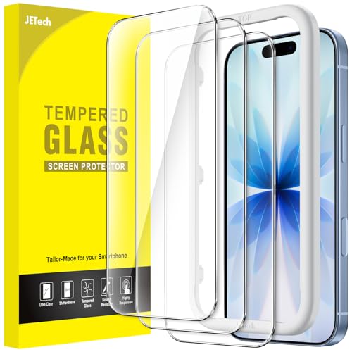 JETech Schutzfolie für iPhone 17 6,3 Zoll, Gehärtete Glas Displayschutz mit Einfachem Installationswerkzeug, 9H Härte, Hat...