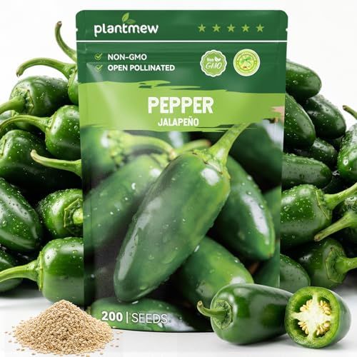 PLANTMEW 200 Heirloom Jalapeno Pepper Seeds for Planting Hot Pepper High Germination Fast-Growing Ideal for Home Garden Container or Greenhouse