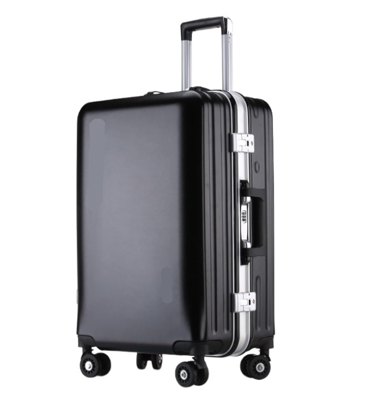 Valigia Valigie Rigide con Telaio in Alluminio per Ricaricabili USB Ruote Valige Bagaglio Mano(Black,20inch)