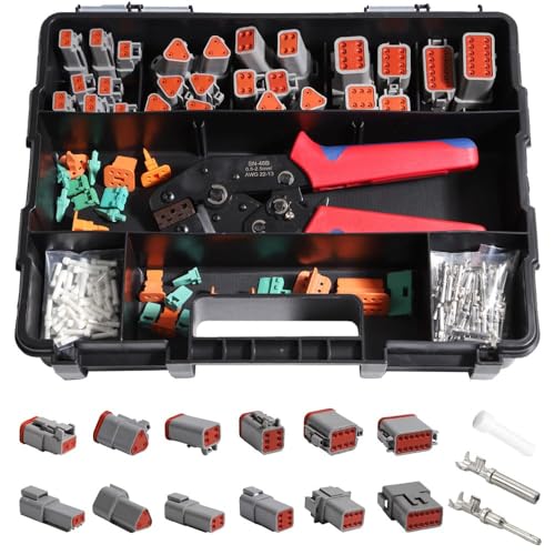 Shengbowi Deutscher Stecker Kfz - 2/3/4/6/8/12 Pin 232 STÜCK DT Steckverbinder Wasserdichter Crimpzange Tool Crimp Zange Automobil-Elektrische für Auto Motorräder LKW Boots