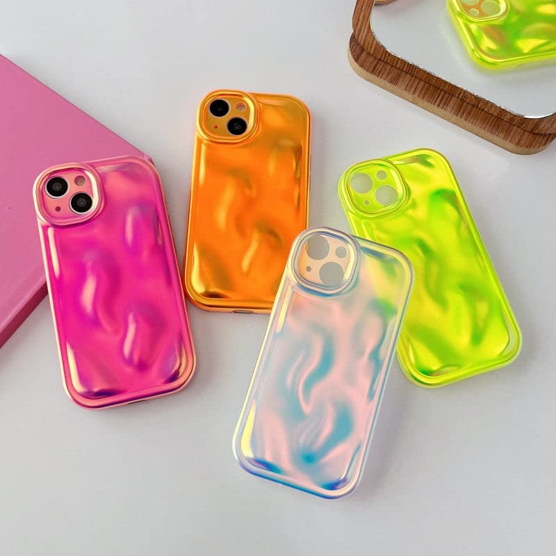 Coque iPhone 13 Pro Max chrome argent fluo à effet ondulations d'eau Caseative - 7