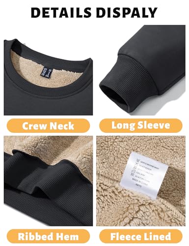 TACVASEN Men's Crewneck Sweatshirt Warm Sherpa Lined Sweatshirts Heavyweight Long Sleeve Underwear Winter Fleece Pullover - Image 4