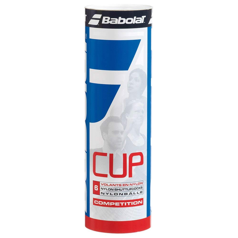 BABOLAT Cup Nylon 6-Pack Shuttlecocks - Medium Speed, White Competition-Grade Badminton Birdies