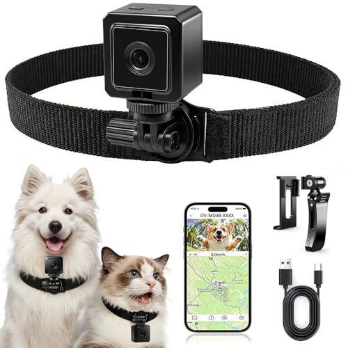 AEZ Pet Camera Collar with APP Control, 1080P HD Pet POV Camera, 210-mins Recording Wearable Action...
