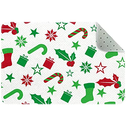 Paillasson de Noël blanc lavable pour l'entrée et couloir