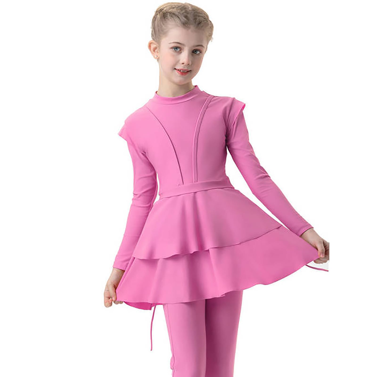 Maillot de Bain Fille 10 Ans Maillot de Bain Musulman 3 pièces pour Filles, Couverture complète, Hijab, Burkini, Maillot de Bain Arabe, Tenue de Plage, Haut, Pantalon, Casquette