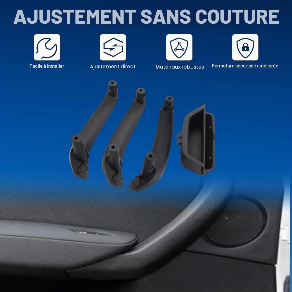 Poignée de porte intérieure de voiture de rechange compatible avec BMW X3 F25 X4 F26 2010-2017 51417250307 51419209216 51419209215 modèles d'entraînement à poignée droite