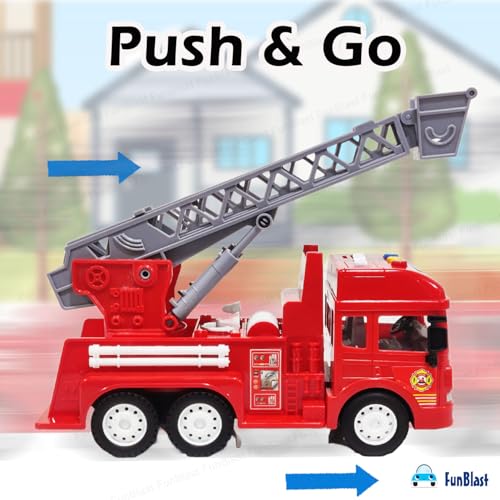 Image of FunBlast Fire Rescue Truck Toy - Pull Back Truck Toys, Friction Power Fire Rescue Truck for Kids, Light and Sound Toys, Vehicles Truck Toy for 3+ Years Old Boys and Girls (Multicolor)