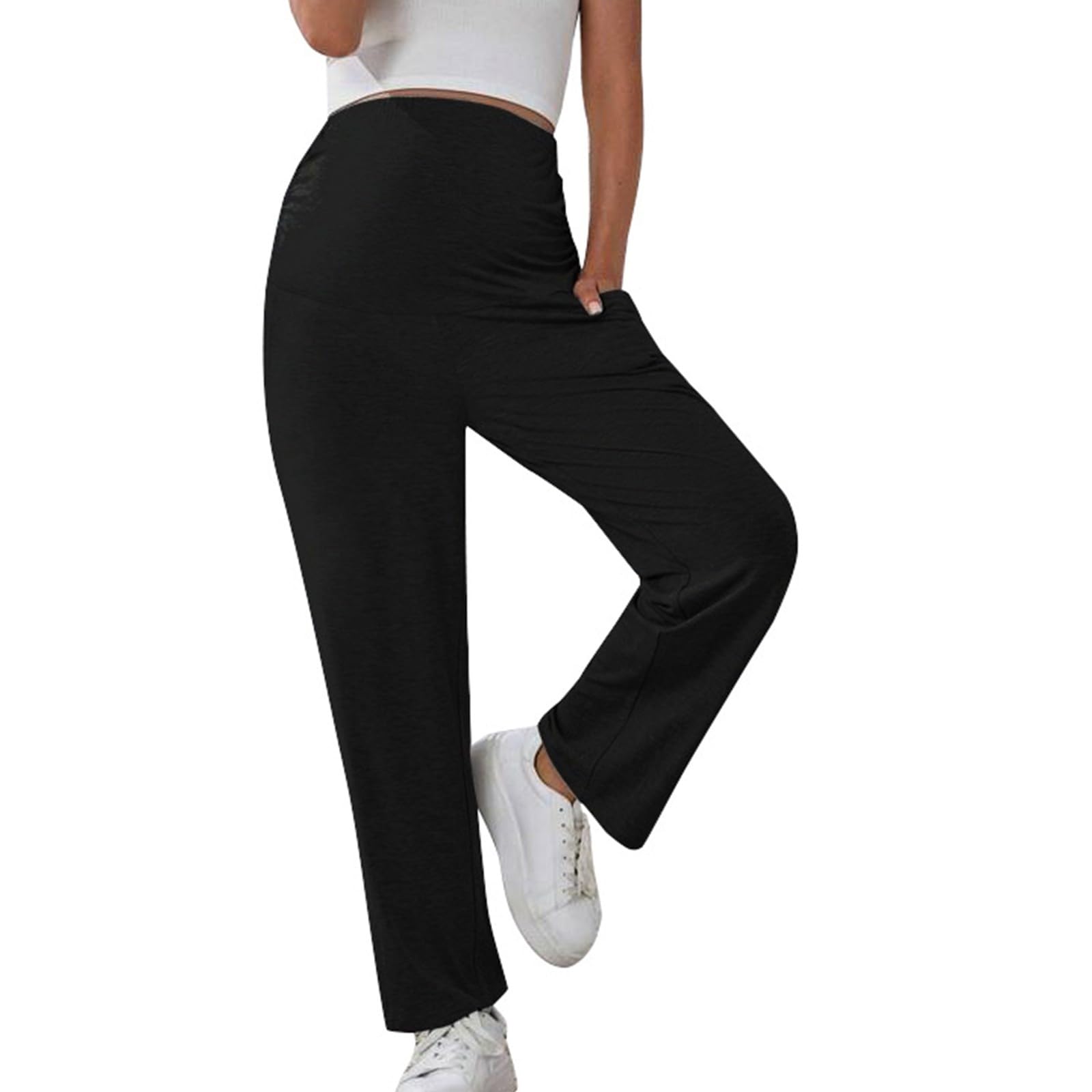 Pantalon de loisirs pour femme enceinte - Décontracté - Long et confortable - Pantalon de grossesse - Pantalon de maternité - Pantalon de jogging - Pantalon de maternité - Pantalon de maternité -