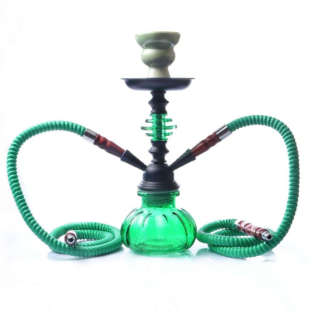 11" 2 Manguera Narguile Juego Completo - Mini Calabaza - Kit de Inicio de Cachimba Narguile Florero de Vidrio - (Color : Green)