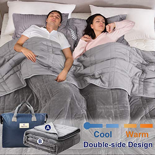 Double-Sided Weighted Blanket King Size 30lbs(88''x104'', All Season Use), Warm Short Plush