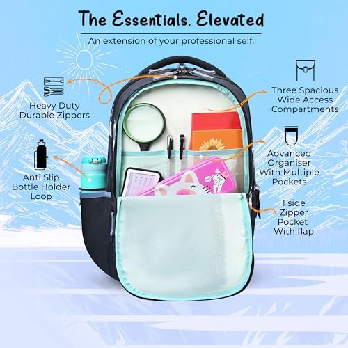 Image of Gear New Alpine 19 inch /36L Large Water Resistant School Bag | Casual Backpack | Daypack | Travel Backpack | Kids Bag for Boys /Girls (Blue - Black)