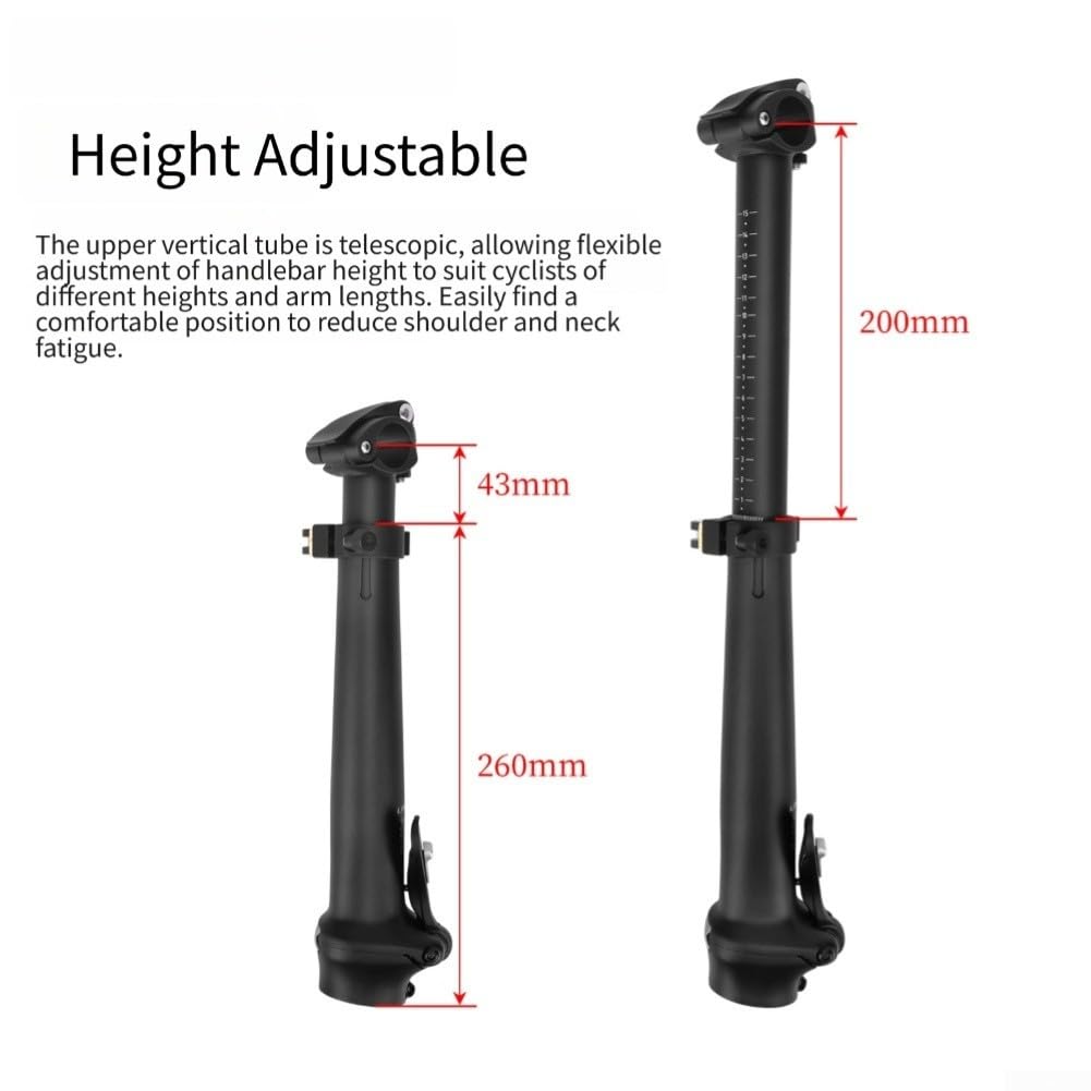 Potence Guidon Réglable 303-460mm pour Vélo Pliant