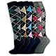 Kniestrümpfe Damen Strümpfe (6 Paar) Reitsocken Reitstrümpfe Damenstrümpfe Komfortbund Baumwolle Damensocken Karo Atmungsaktiv (DE/NL/SE/PL, Numerisch, 39, 42, Regular, Regular, Bunt)