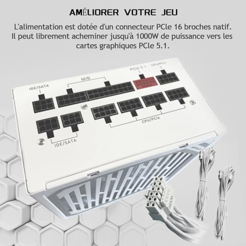 Alimentatore 1000w 80 Plus Gold, Modulare PSU ed Estremamente Silenzioso - Compatibile con ATX 3.1 e PCIe 5.1, Nero(LC1000MW V3.1) - Alimentatore - Immagine 4