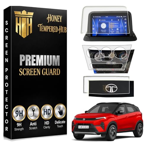 Image of (3 PACK) Screen Guard For TATA NEXON 2026 /7 INCH INFOTAINMENT + DIGITAL STEERING + AC CONTROL MANUAL BUTTON PROTECTOR / Fit for SMART+ / SMART + S / Anti Scratch Car TouchScreen Display Guard / New TataNexon 2026 Accessories [Not Tempered Glass]