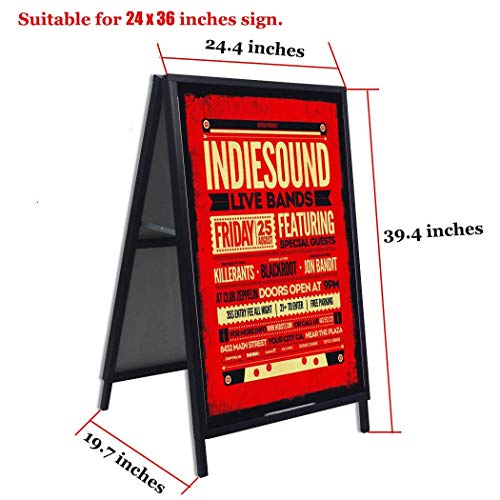 Ydisplay A Frame Sidewalk Sign 24X36 Inches Sandwich Board Signs Outdoor Heavy Duty Double-Sided,Including 2 Anti-Glare Covers & Corrugated Boards For Business Indoor Outdoor,Black #TOP1