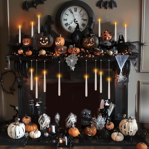 Image of 24 Pack LED Floating Candles with Wand Remote, 6.5 Inch Flameless LED Taper Candles with Flickering Warm Light, Hanging Suspended Candles for Home Decor, Party and Halloween