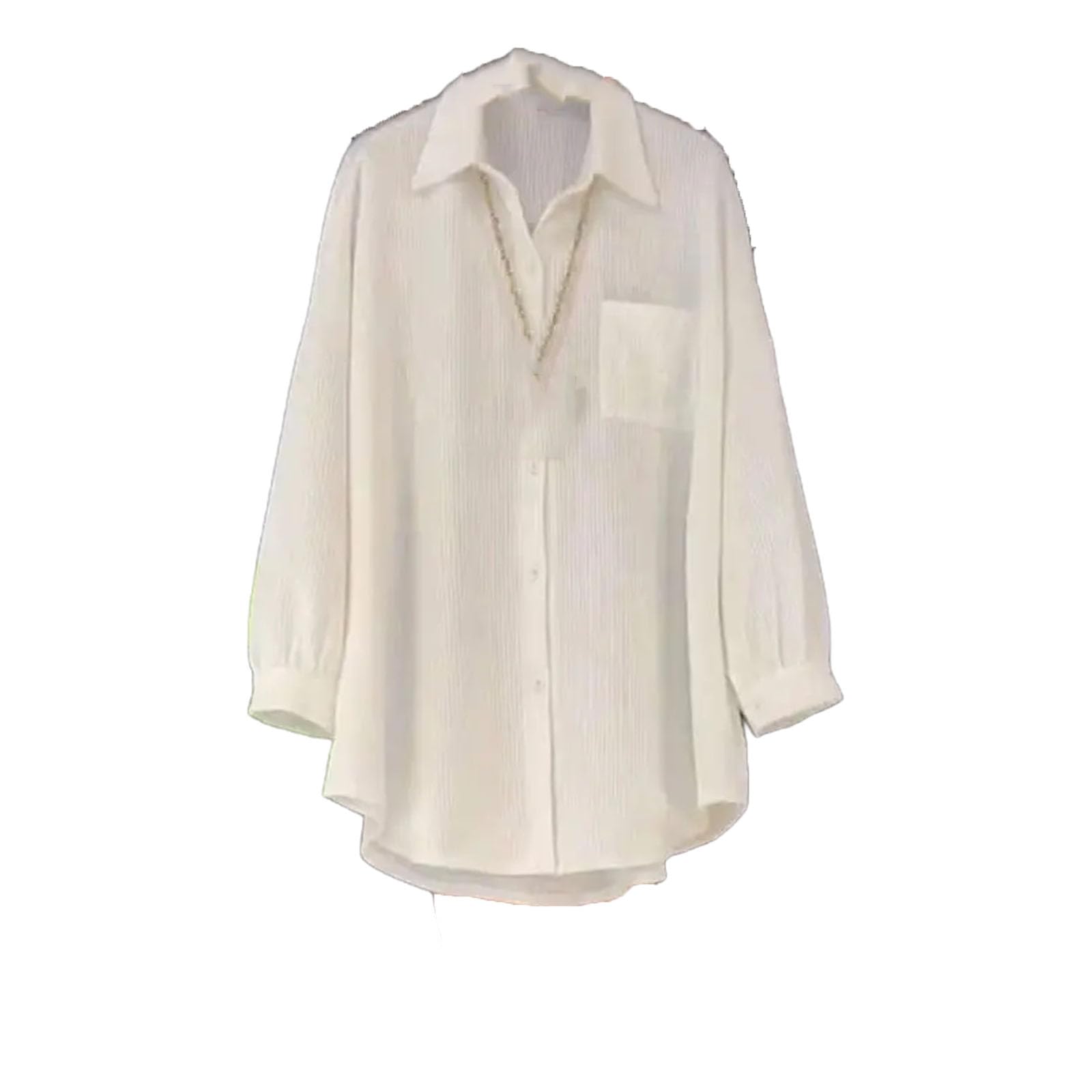 Blusa holgada de color sólido para mujer, con bolsillos, informal, con solapa de un solo botonadura