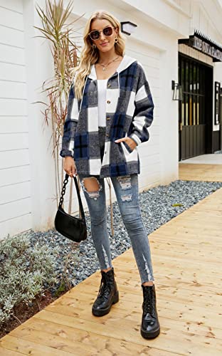 Image of YOCUR Womens Button Down Plaid Casual Lapel Long Sleeve Flannel Overshirts