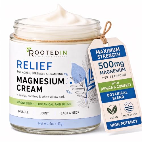 Magnesium Cream, Magnesium Chloride, 500mg per Teaspoon, Arnica, 4 oz Jar