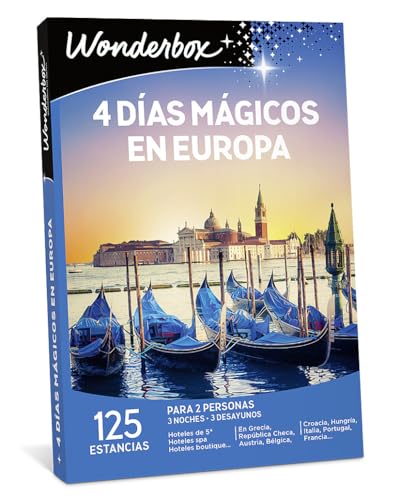 WONDERBOX - Caja Regalo - 4 días mágicos en Europa - 3 Noches + desayunos para 2 Personas 125 estancias por Europa - Ideas Regalo Pareja Original