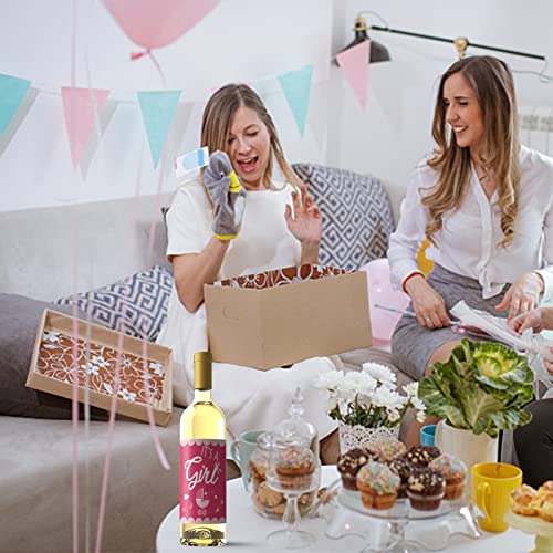 SUPERDANT 14 vellen 7 stijlen pasgeborenen feest wijnfles label sticker baby shower wijnfles afdekking set voor verjaardagsfeest decoratie accessoires roze - Image 5