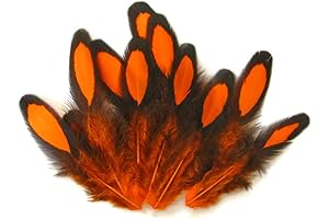 Whiting Farms Orange Whiting Laced Hen Saddle Feathers | 12 Count |...