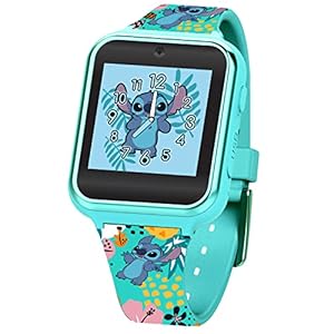 Accutime Disney Lilo and Stitch Interactive Kids smartwatch in Aqua Color with Selfie Camera, 6 Games, 10 Different dial Faces and Many More