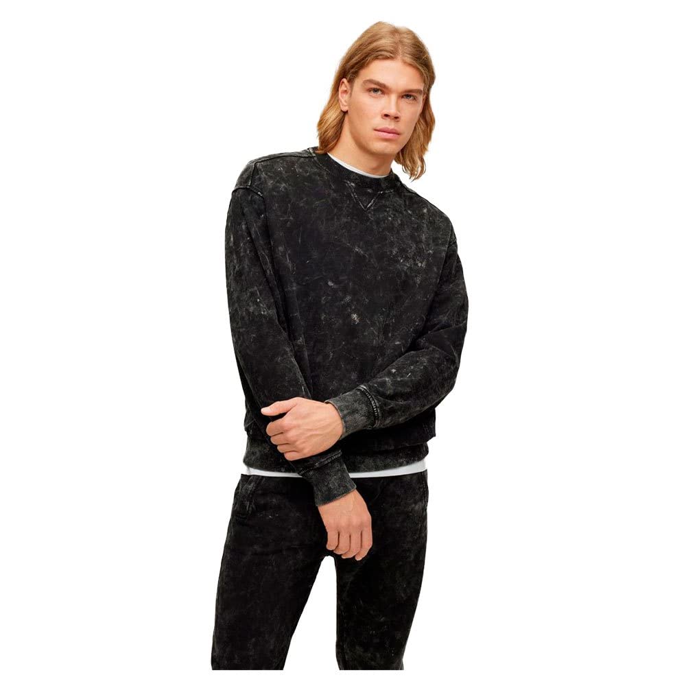 BOSS Mens Wesnow Snow-Washed Sweatshirt in French-Terry Cotton