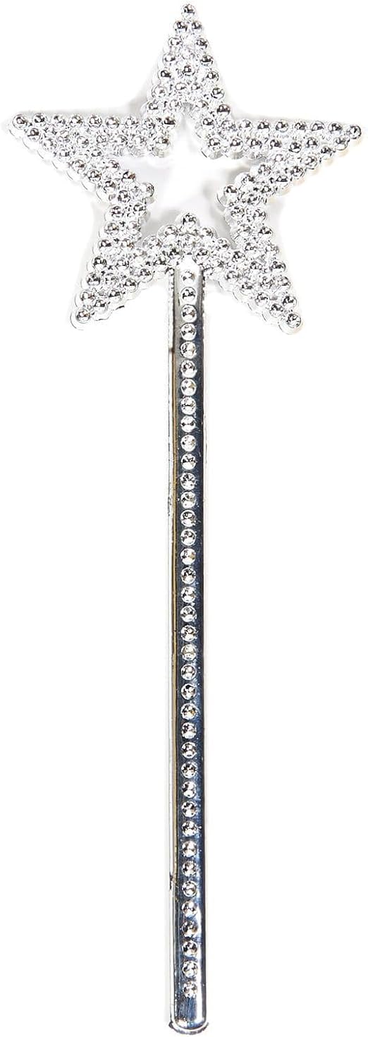 Princess Wand for Butterfly Wings Costume, Silver Star Angel Wand for Halloween, Christmas, Thanksgiving, Princess Party, 1 Pcs