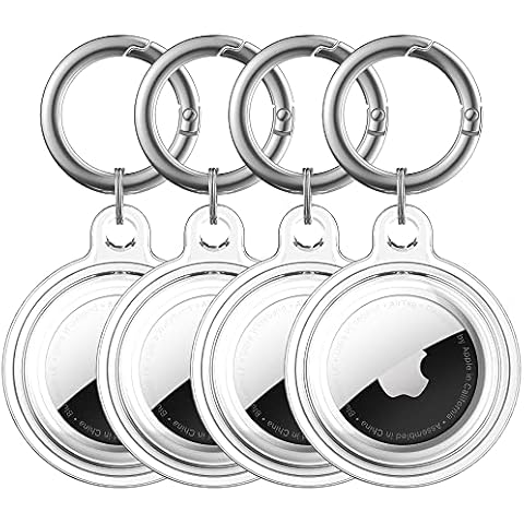 Waterproof Airtag Holder, DDJ 4 Pack Apple Airtag Keychain, AirTag Case for Dog Collar, Luggage, Keys, Full Body Anti-Scratch Protective (Clear) Cover