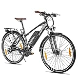 HILAND Elektrofahrrad Citybike 28’’, mit 21-Gang Shimano Kettenschaltung E-Bike, EU-konform Offroad Elektrofahrrad 250W Motor, 36V/10.4Ah Li-Ion-Akku, 25 km/h, Damen und Herren Schwarz