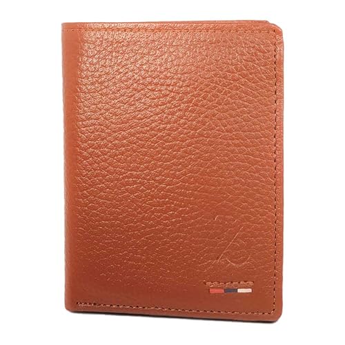 Leather Bifold Wallet For Men Top Grain Slim Wallets With Coin Pocket (Mustard)